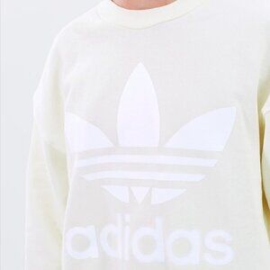 Adidas Originals White Cream Trefoil Crewneck Sweatshirt - Size Small